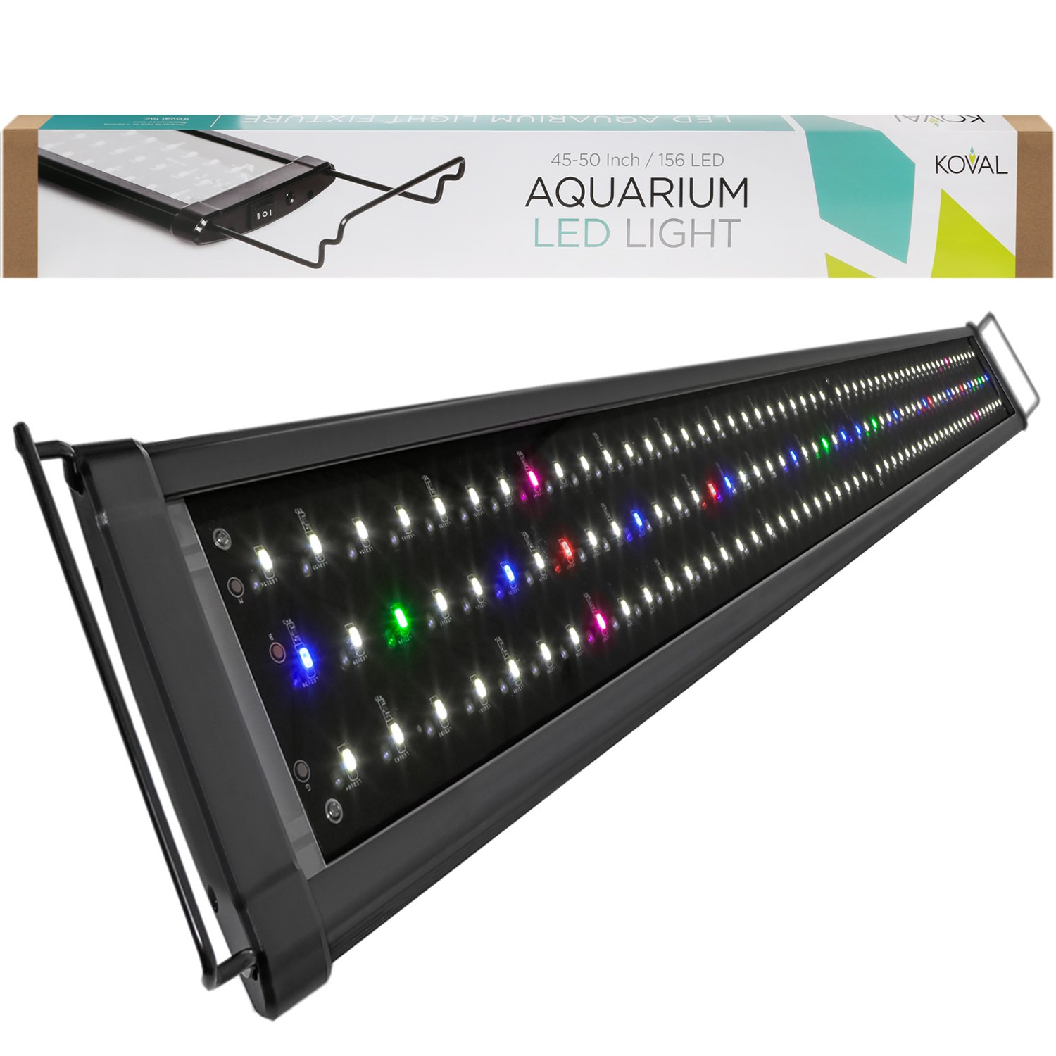 Koval Aquarium Lighting Fish Tank Light Hood with Extendable Brackets, White and Blue LEDs